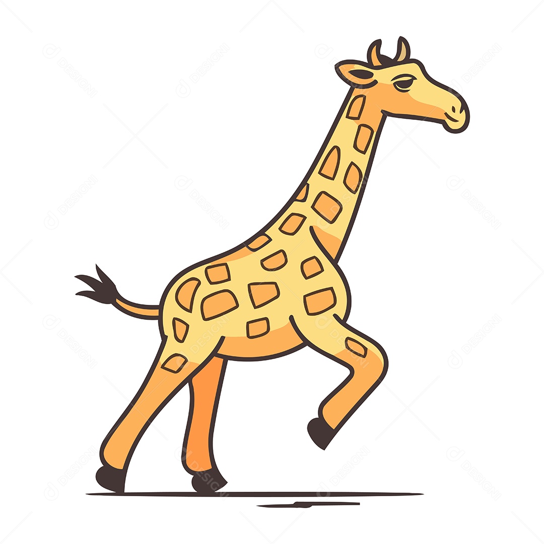 Girafa Fofa de Desenho Animado Ilustração Vetor EPS