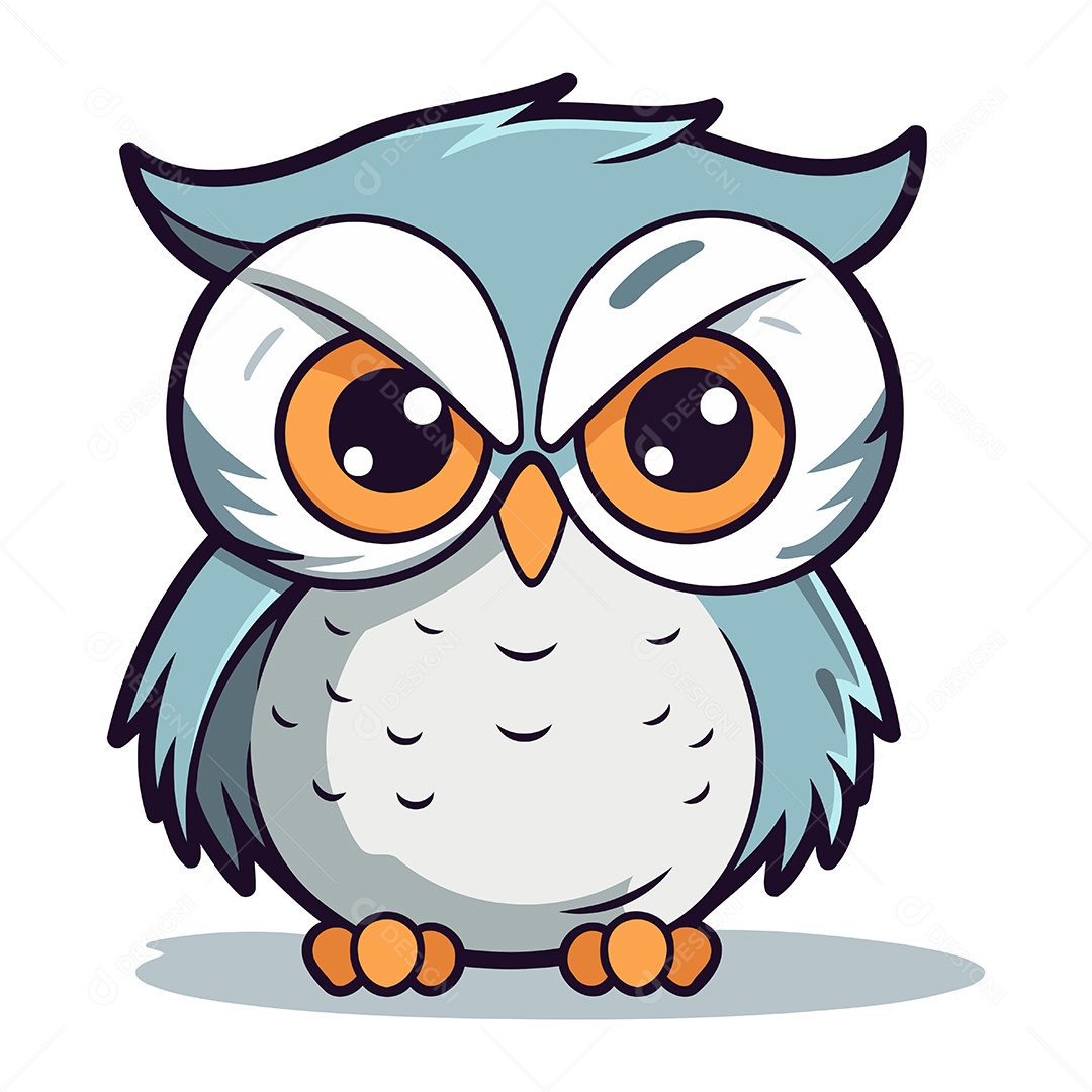 Coruja de Desenho Animado Fofa Ilustração Vetor EPS