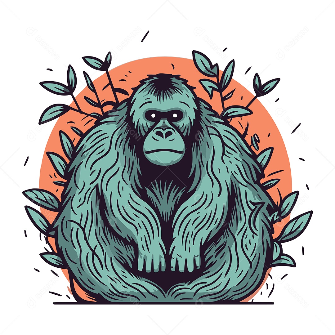 Gorila de Desenho Animado Ilustração Vetor EPS