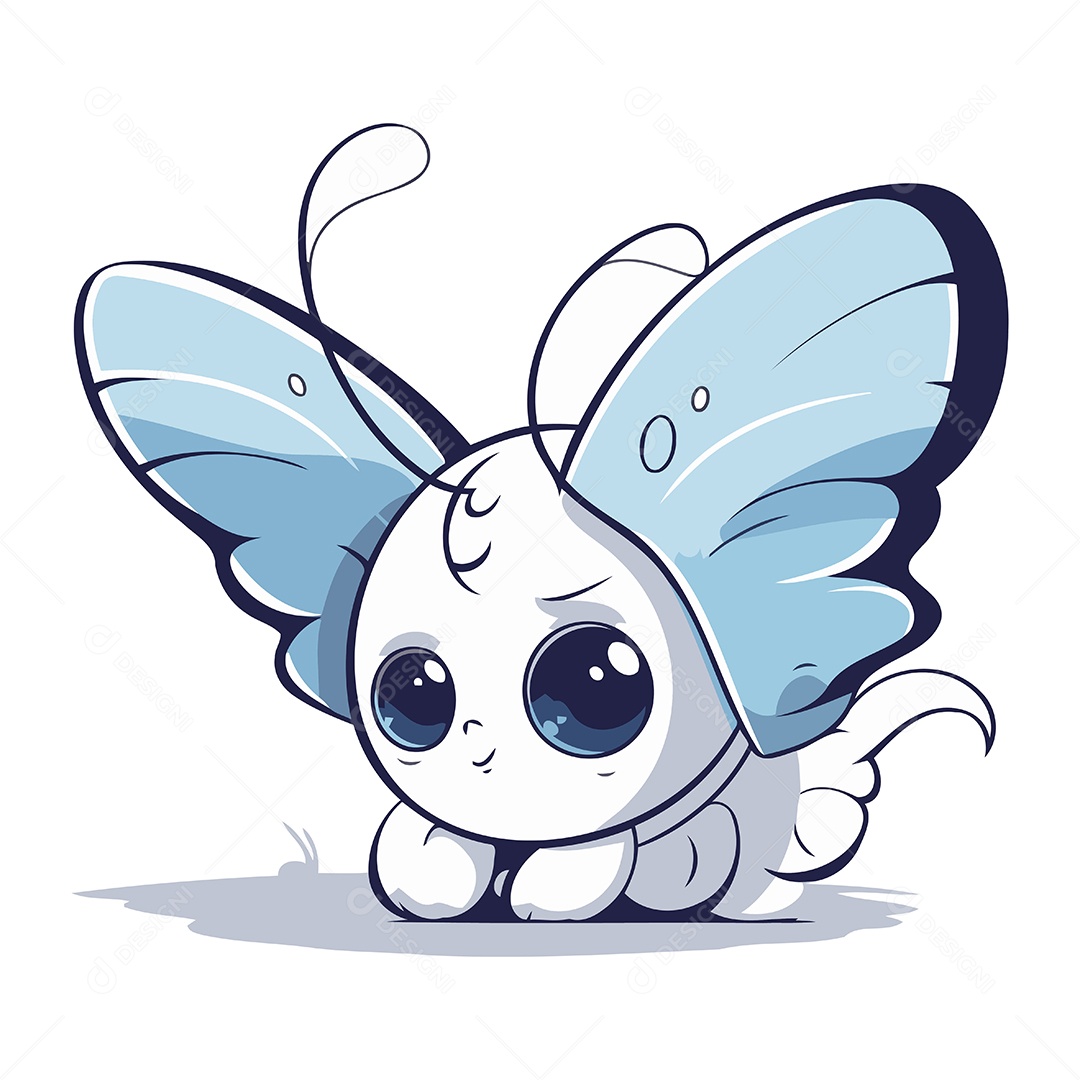 Borboleta de Desenho Animado Fofa Ilustração Vetor EPS