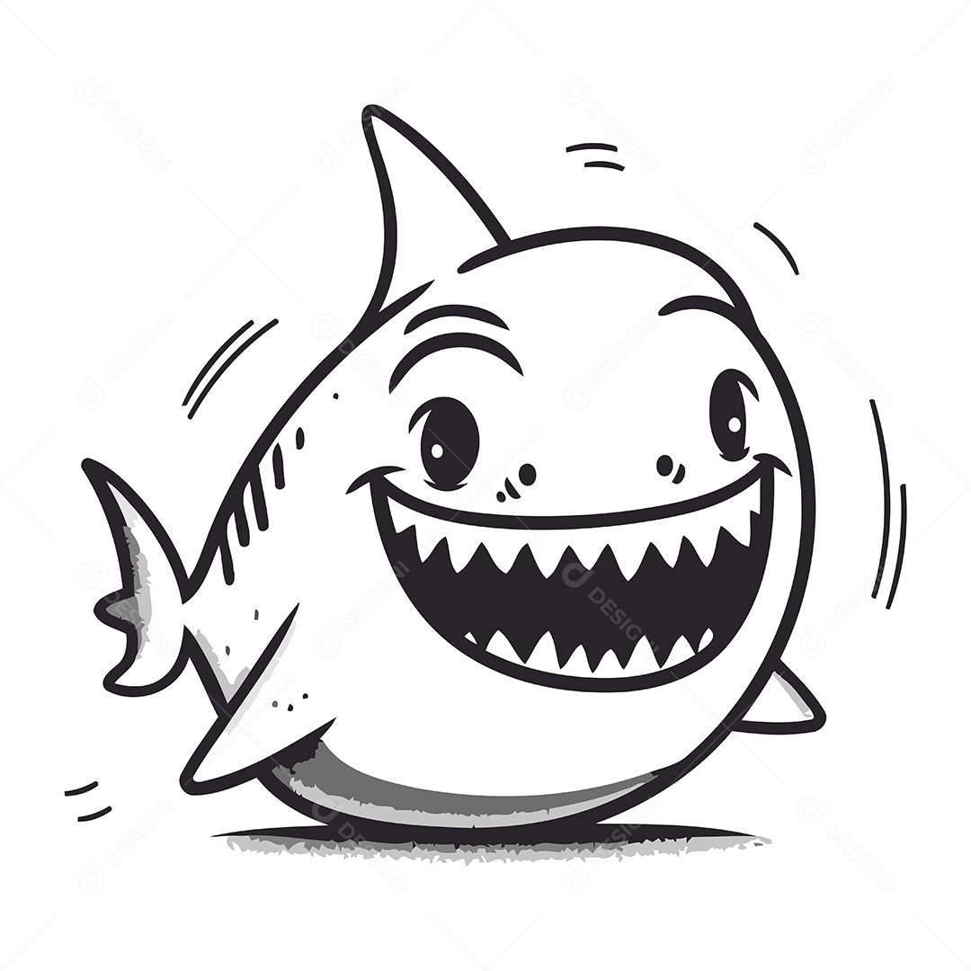 Tubarão de Desenho Animado Ilustração Vetor EPS