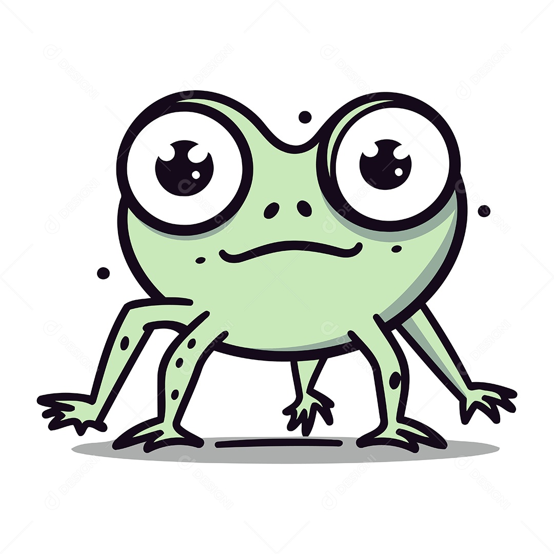 Sapo Fofo de Desenho Animado Ilustração Vetor EPS