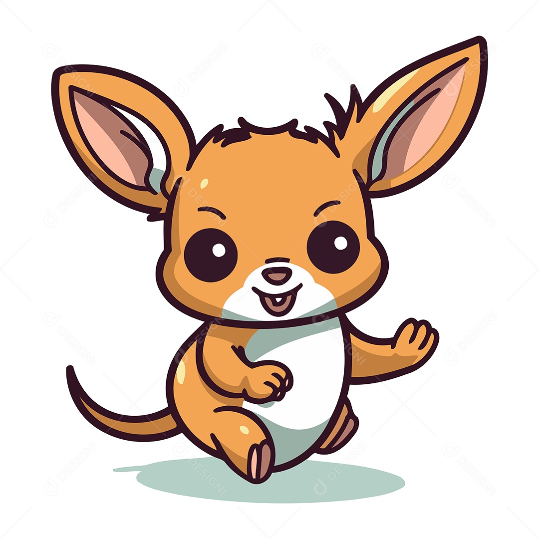 Canguru Fofo de Desenho Animado Ilustração Vetor EPS