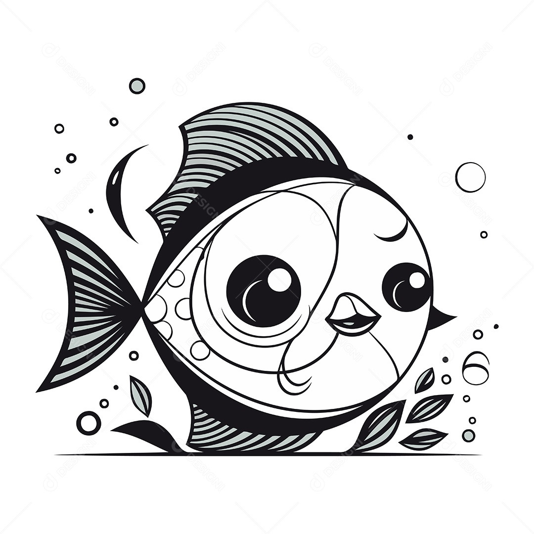 Peixe de Desenho Animado Ilustração Vetor EPS
