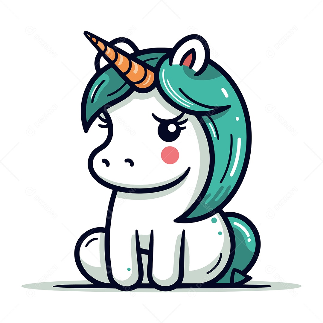 Unicórnio Bonito de Desenho Animado Ilustração Vetor EPS