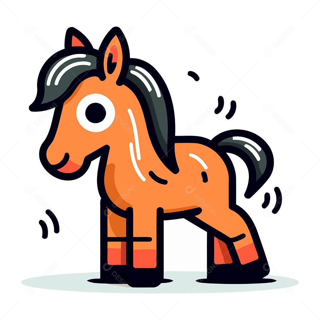 Cavalo de Desenho Animado Fofo Ilustração Vetor EPS
