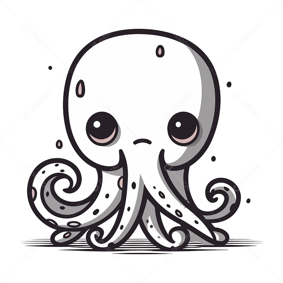 Polvo Fofo de Desenho Animado Ilustração Vetor EPS