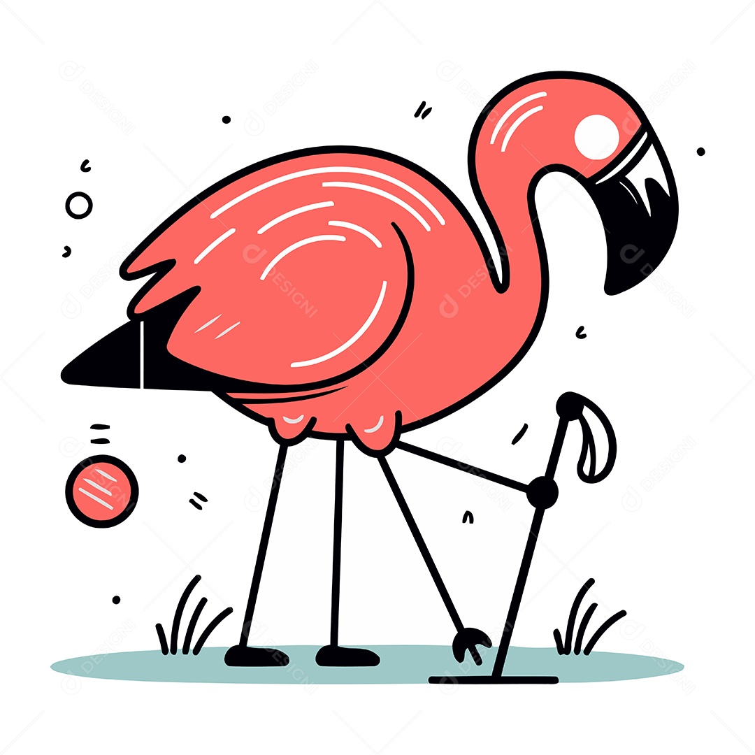 Flamingo de Desenho Animado Ilustração Vetor EPS