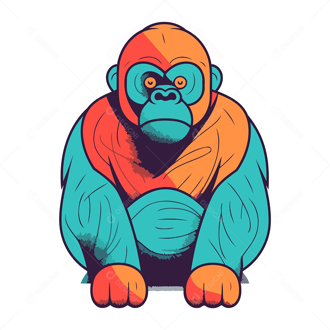 Gorila de Desenho Animado Fofo Ilustração Vetor EPS