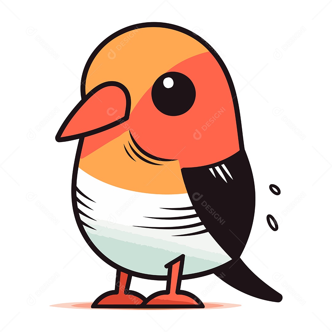 Pássaro Dom Fafe Fofo de Desenho Animado Ilustração Vetor EPS