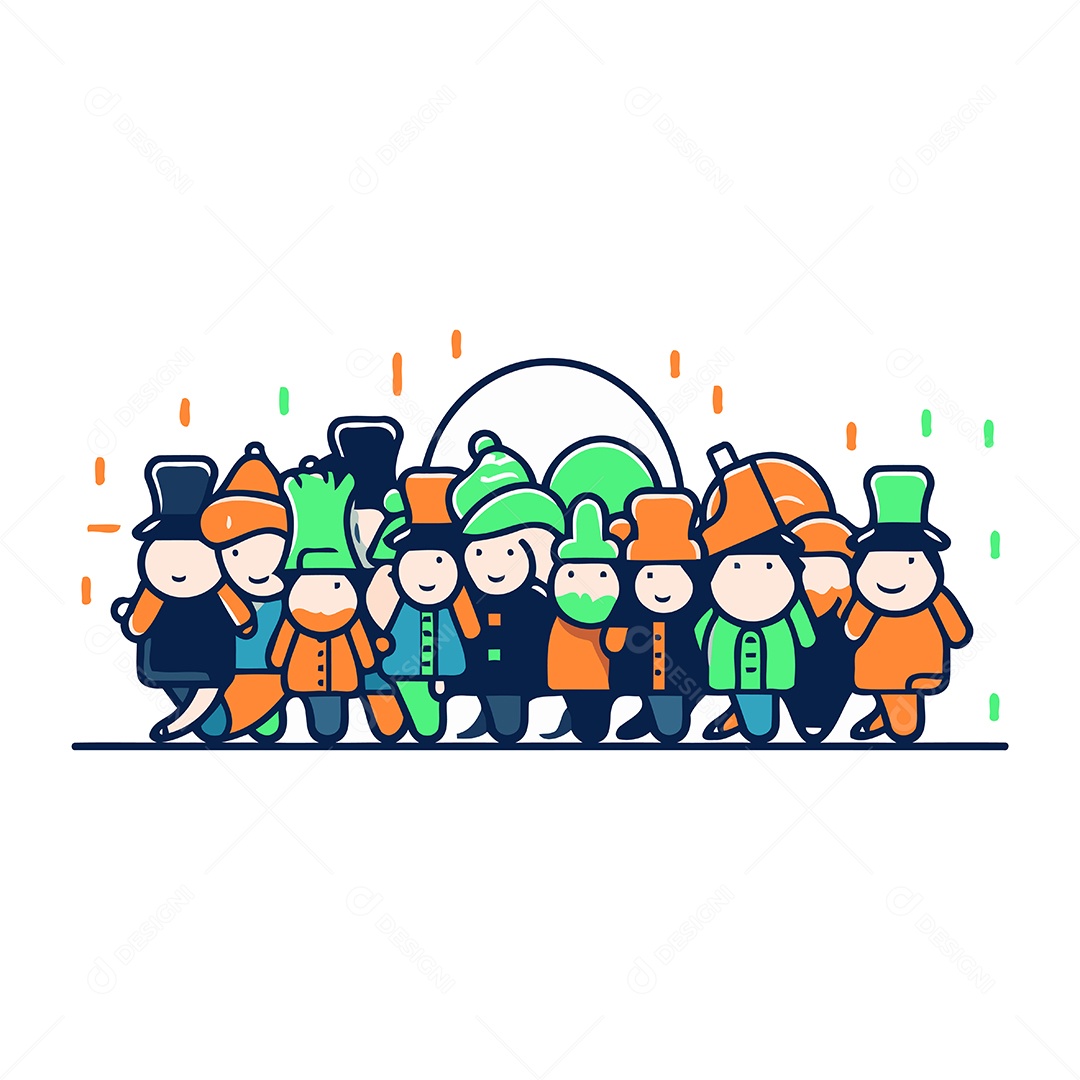 Crianças com Chapéus de Desenho Animado Ilustração Vetor EPS