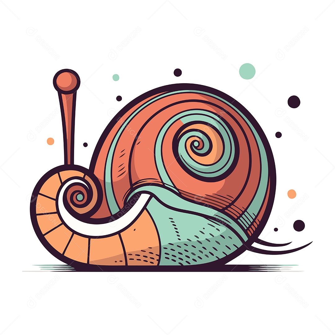 Caracol de Desenho Animado Ilustração Vetor EPS