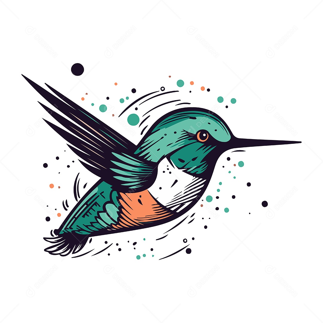 Beija Flor de Desenho Animado Ilustração Vetor EPS