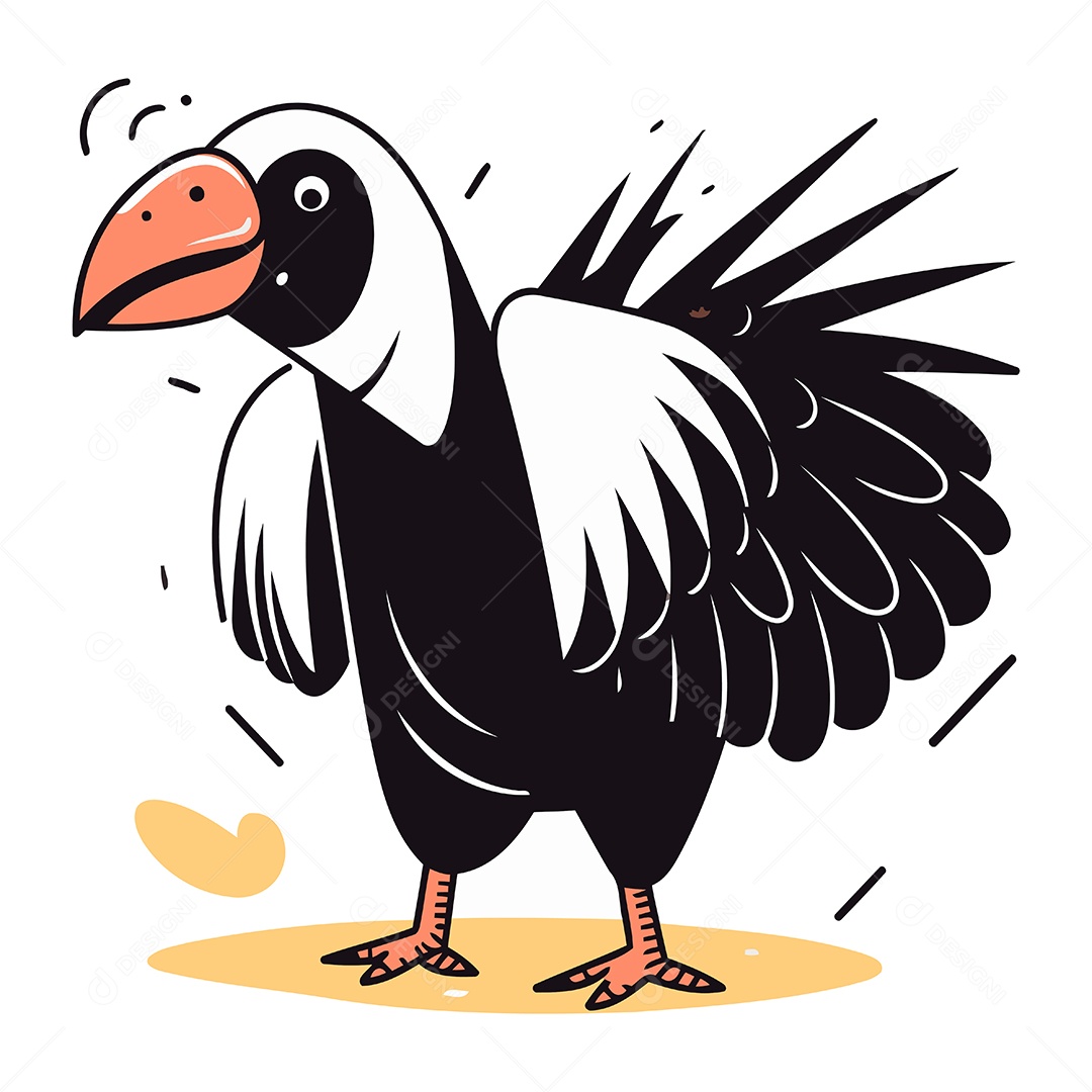 Pássaro Abutre de Desenho Animado Ilustração Vetor EPS
