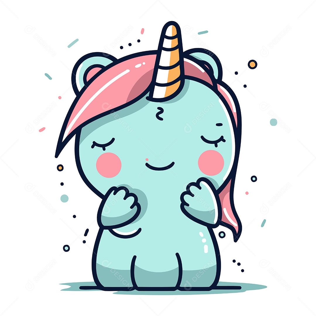 Unicórnio Bonito de Desenho Animado Ilustração Vetor EPS