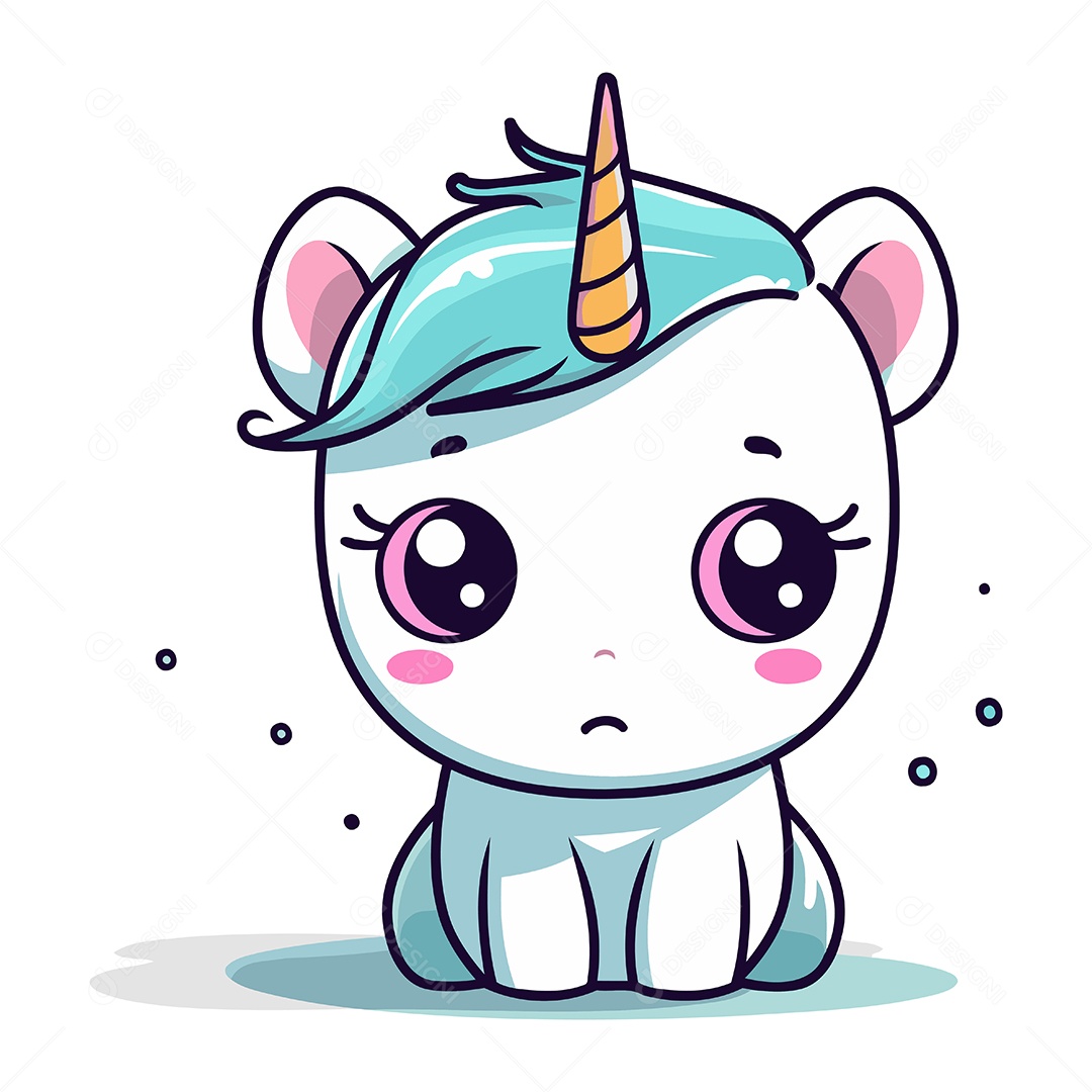 Unicórnio Fofo de Desenho Animado Ilustração Vetor EPS