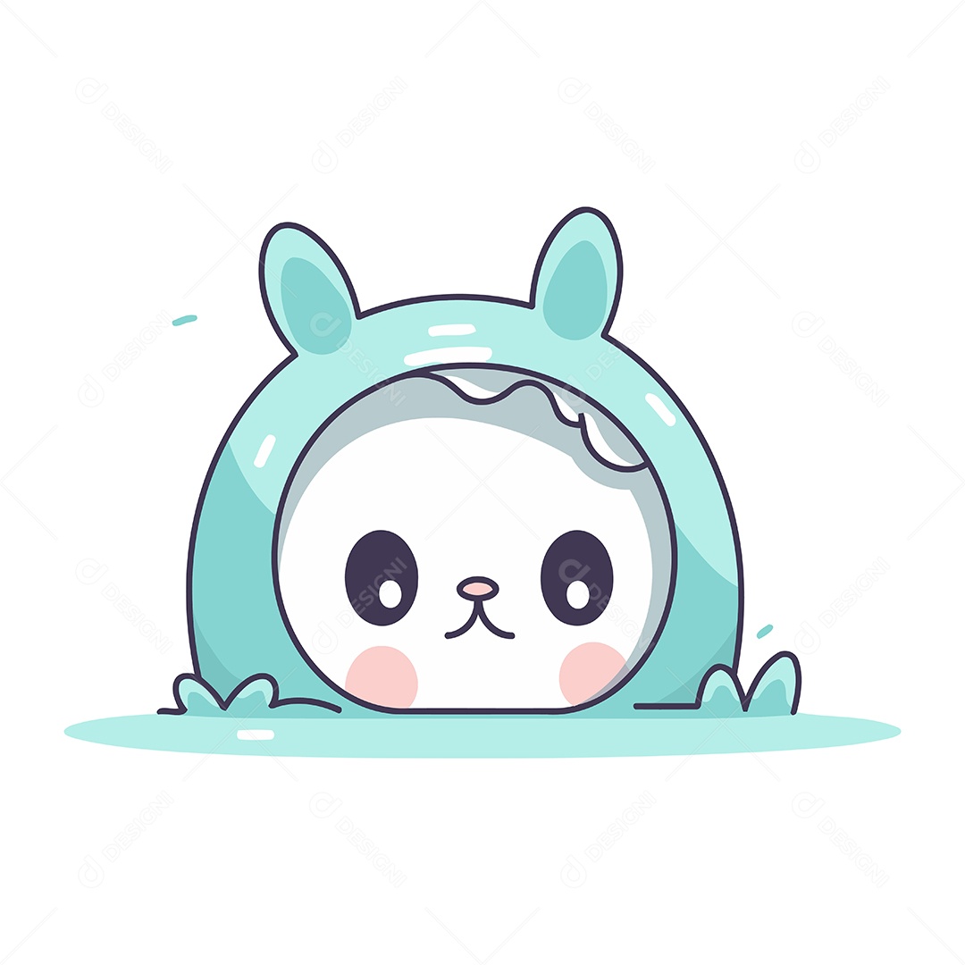 Rosto Fofo de Coelho Desenho Animado Ilustração Vetor EPS