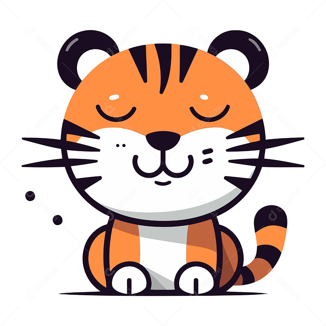 Tigre de Desenho Animado Ilustração Vetor EPS