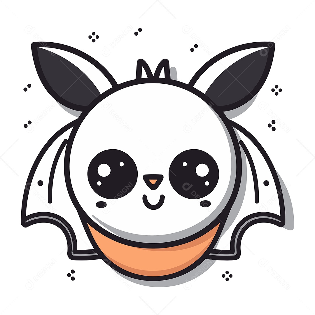 Morcego Bonito de Desenho Animado Ilustração Vetor EPS