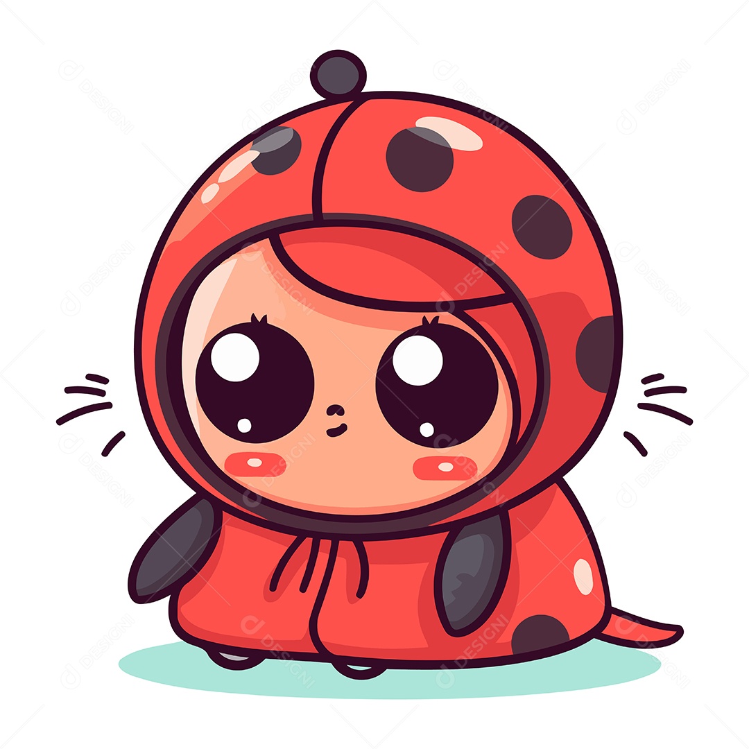 Joaninha Fofa de Desenho Animado Ilustração Vetor EPS