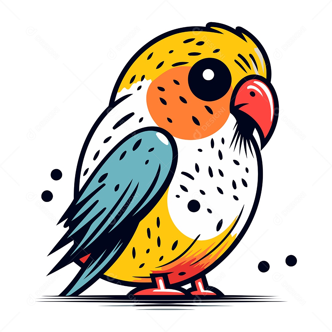 Papagaio de Desenho Animado Ilustração Vetor EPS