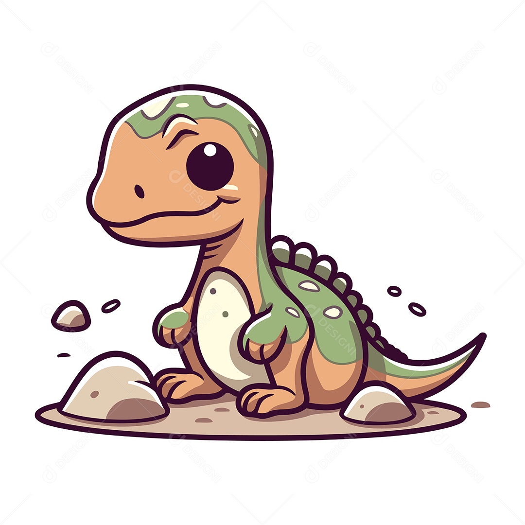 Dinossauro Fofo de Desenho Animado Ilustração Vetor EPS