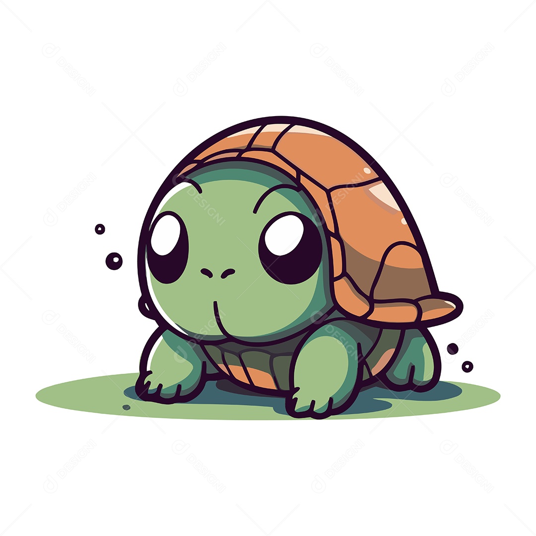 Tartaruga de Desenho Animado Fofa Ilustração Vetor EPS