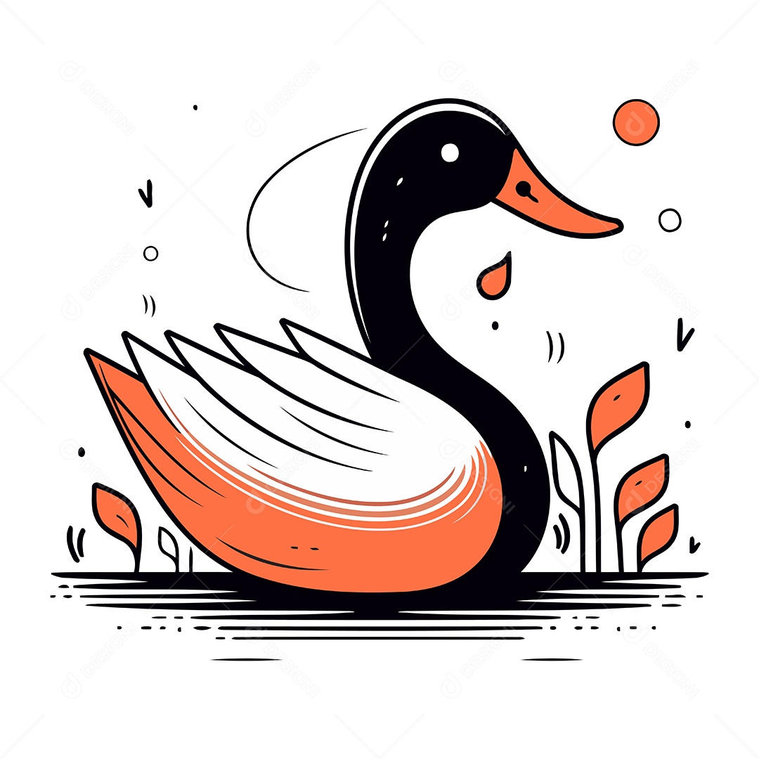 Cisne de Desenho Animado Ilustração Vetor EPS