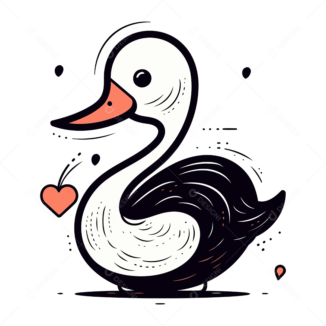 Cisne de Desenho Animado Ilustração Vetor EPS