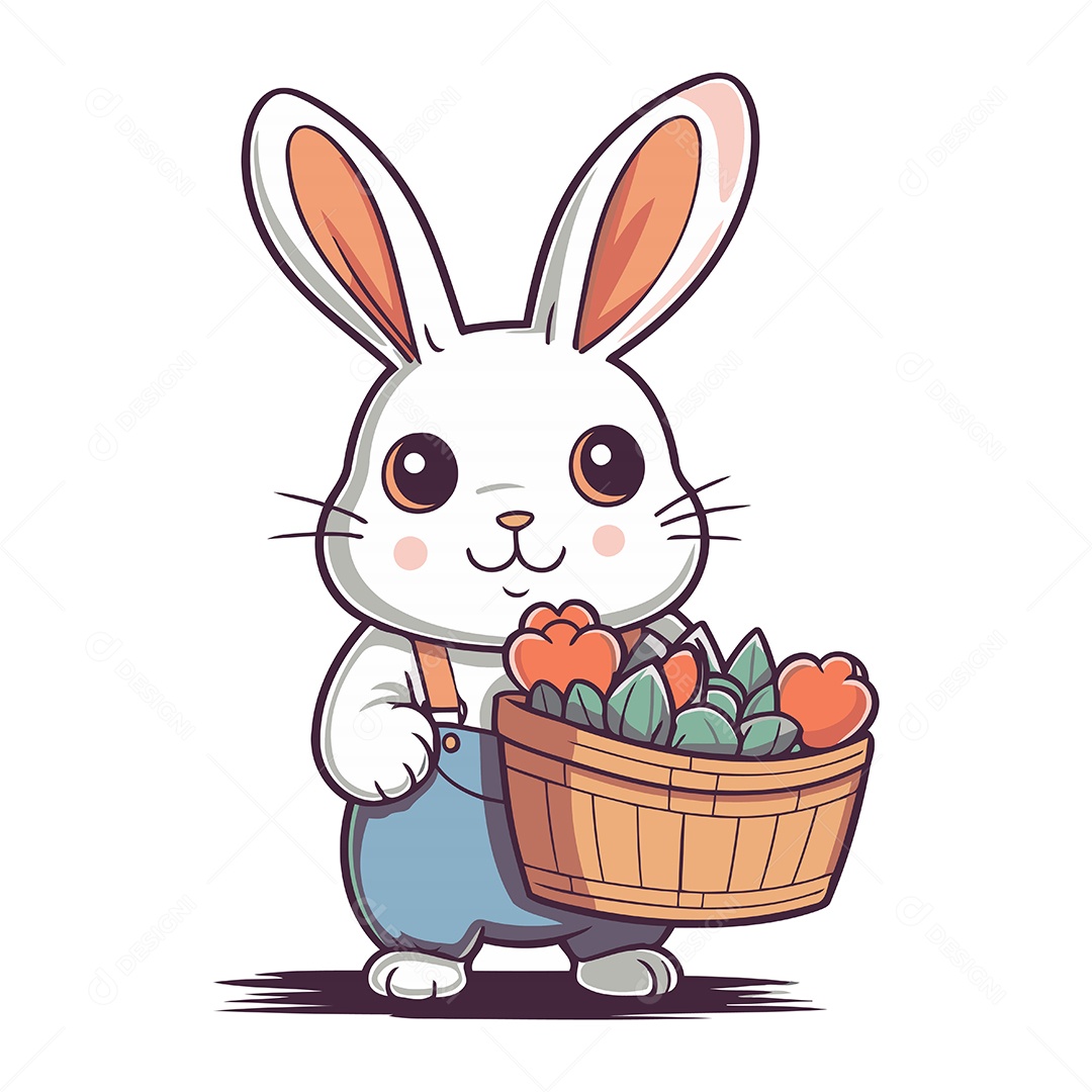 Coelho Fofo de Desenho Animado Ilustração Vetor EPS