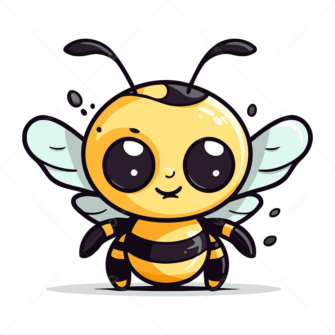 Abelha de Desenho Animado Fofa Ilustração Vetor EPS