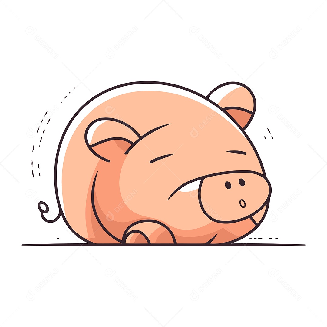 Porco Fofo de Desenho Animado Ilustração Vetor EPS