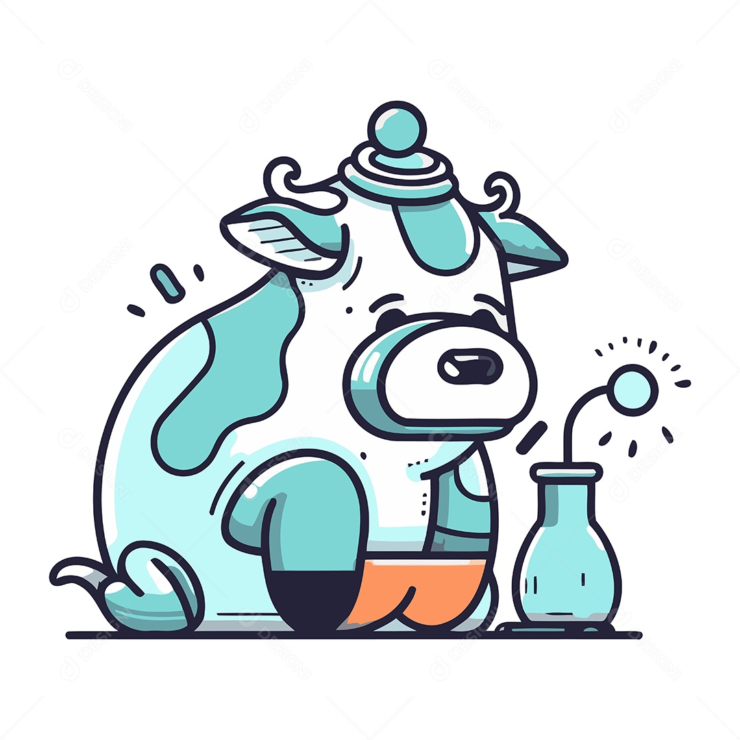 Vaca de Desenho Animado Ilustração Vetor EPS