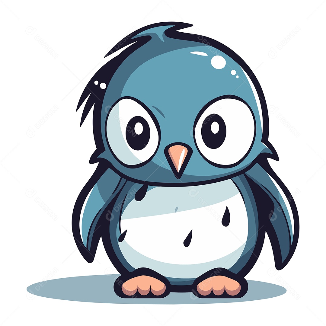 Pinguim Bonito de Desenho Animado Ilustração Vetor EPS