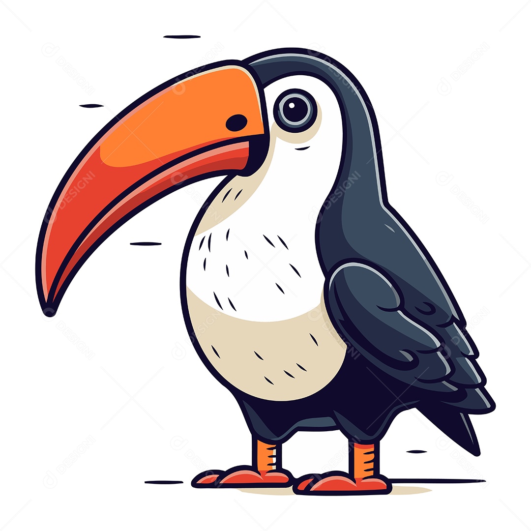 Tucano de Desenho Animado Fofo Ilustração Vetor EPS