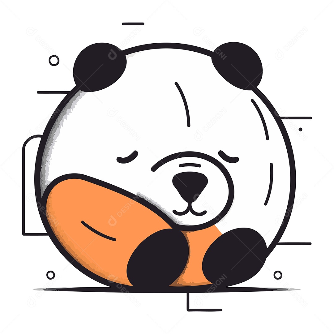 Urso Panda Fofo Dormindo no Chão de Desenho Animado Ilustração Vetor EPS