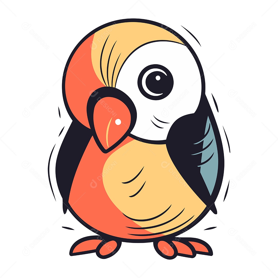 Papagaio de Desenho Animado Ilustração Vetor EPS