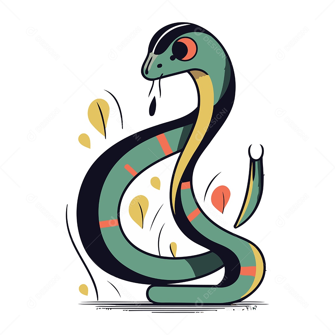Cobra de Desenho Animado Fofa Ilustração Vetor EPS