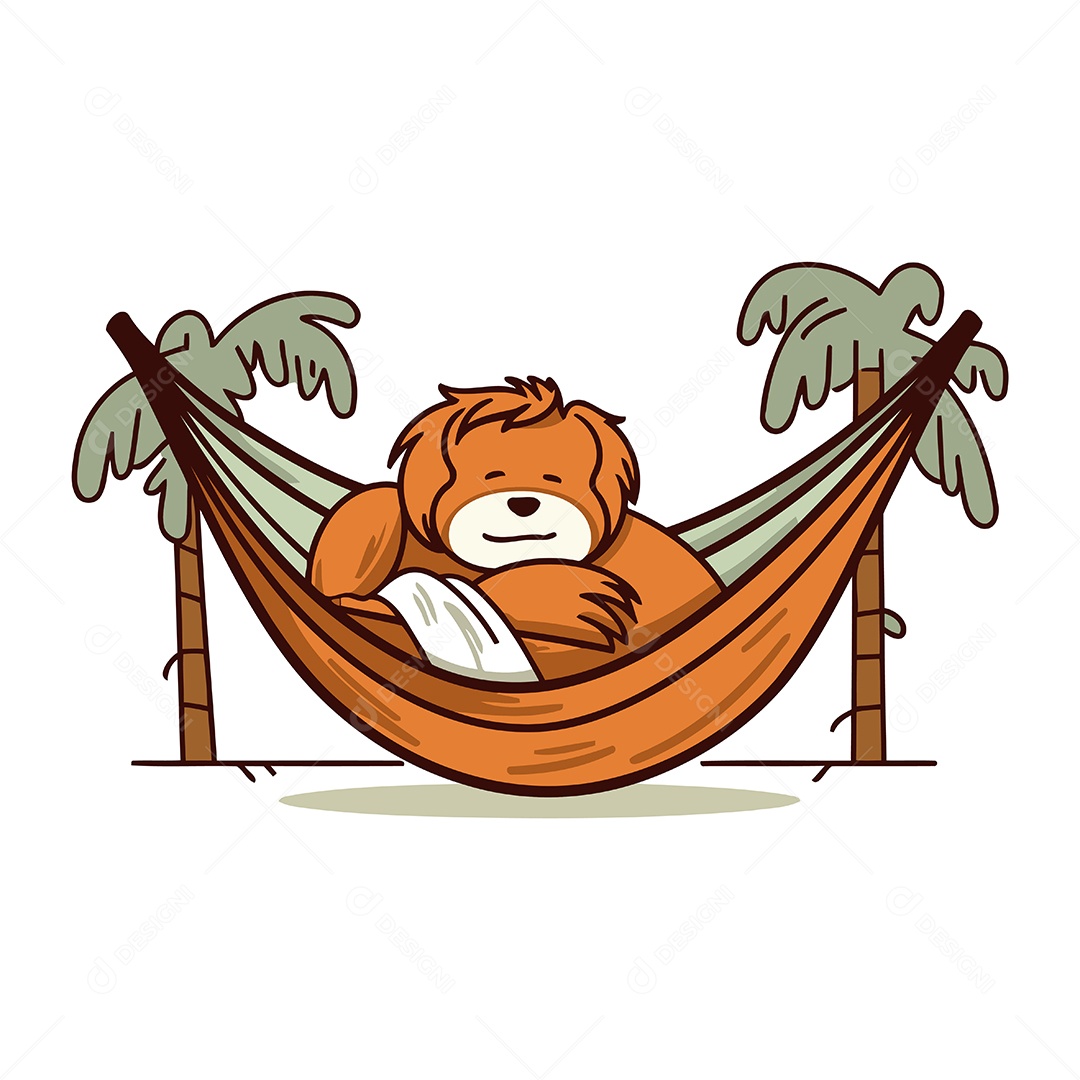 Urso de Desenho Animado em uma Rede Ilustração Vetor EPS