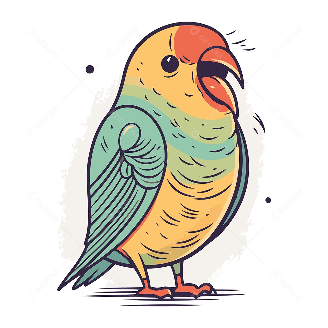 Papagaio de Desenho Animado Ilustração Vetor EPS