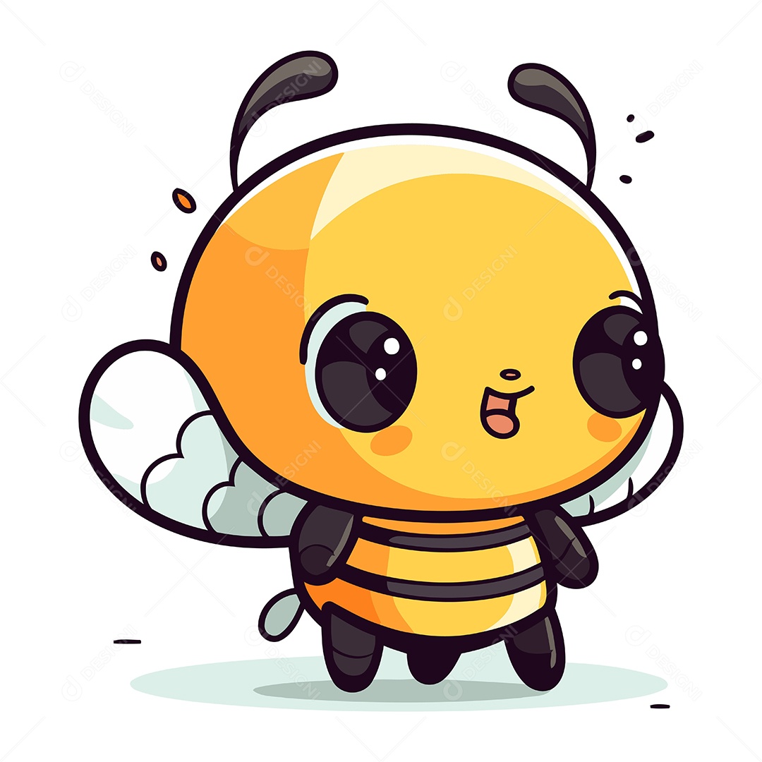 Abelha Fofa de Desenho Animado Ilustração Vetor EPS