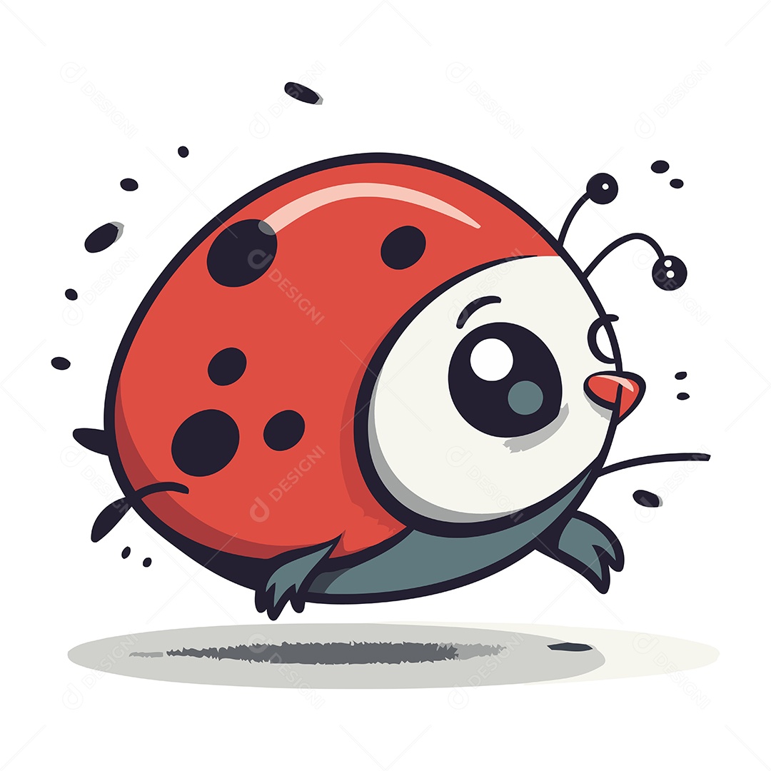 Joaninha Fofa de Desenho Animado Ilustração Vetor EPS