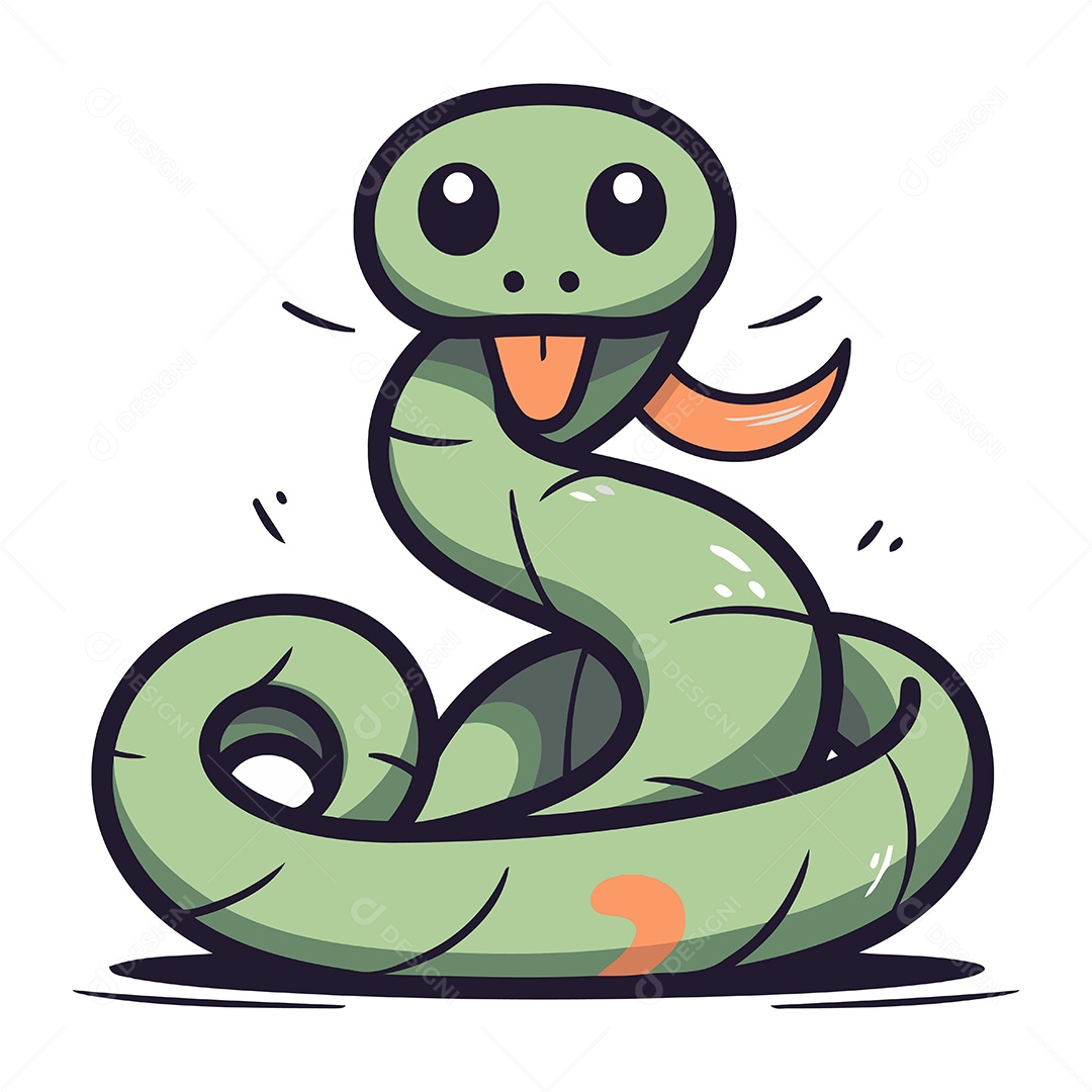 Cobra de Desenho Animado Fofa Ilustração Vetor EPS