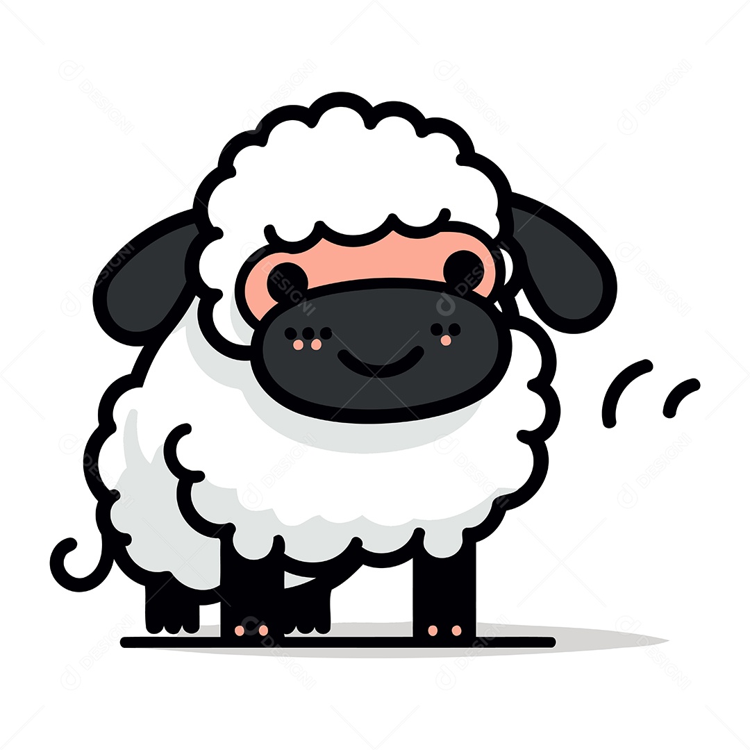 Ovelha de Desenho Animado Fofa Ilustração Vetor EPS