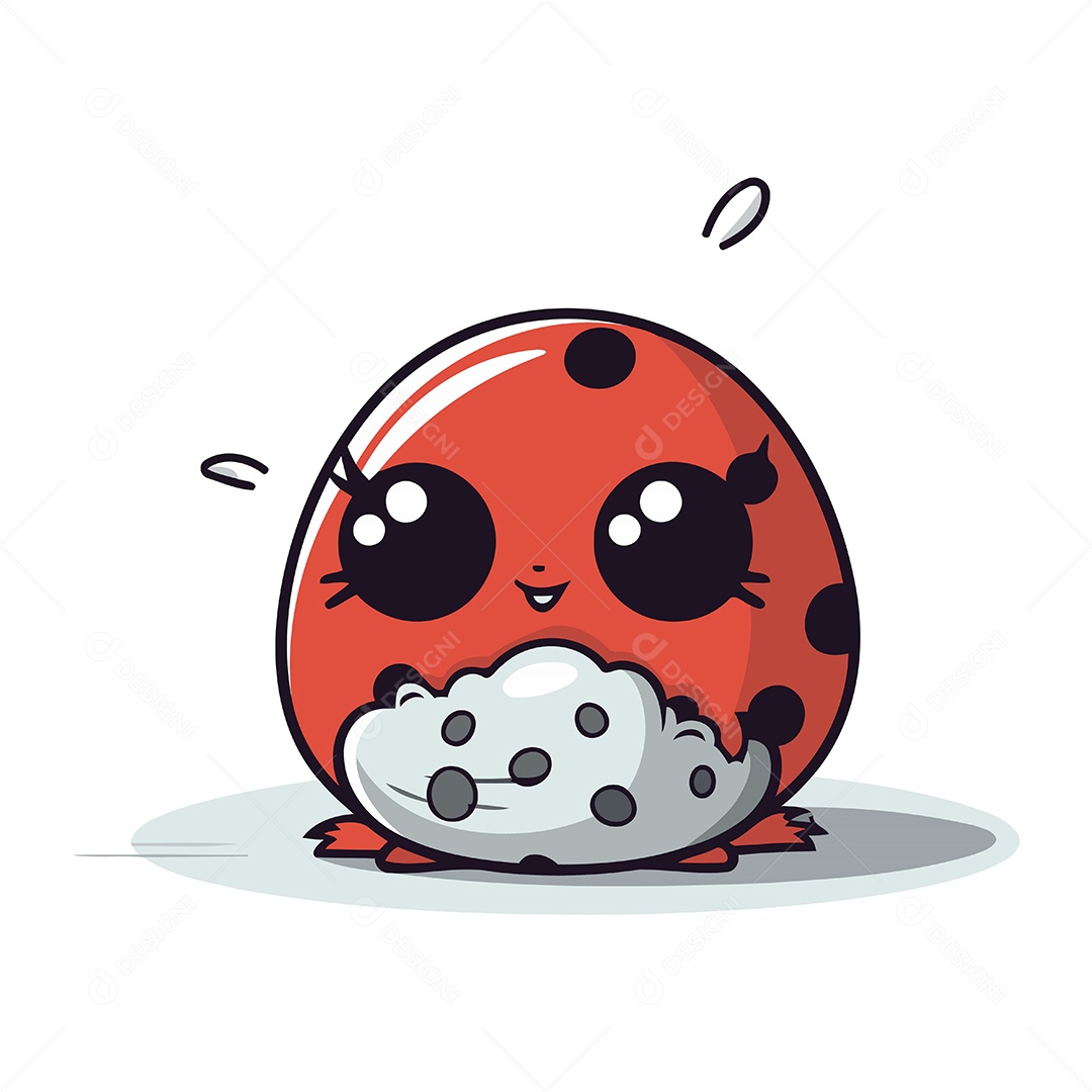 Joaninha de Desenho Animado Fofa Ilustração Vetor EPS