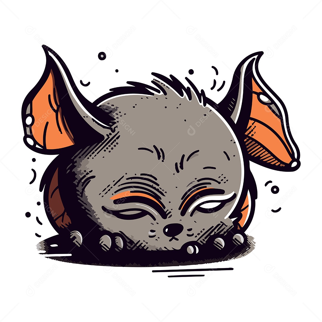 Gato Dormindo de Desenho Animado Ilustração Vetor EPS