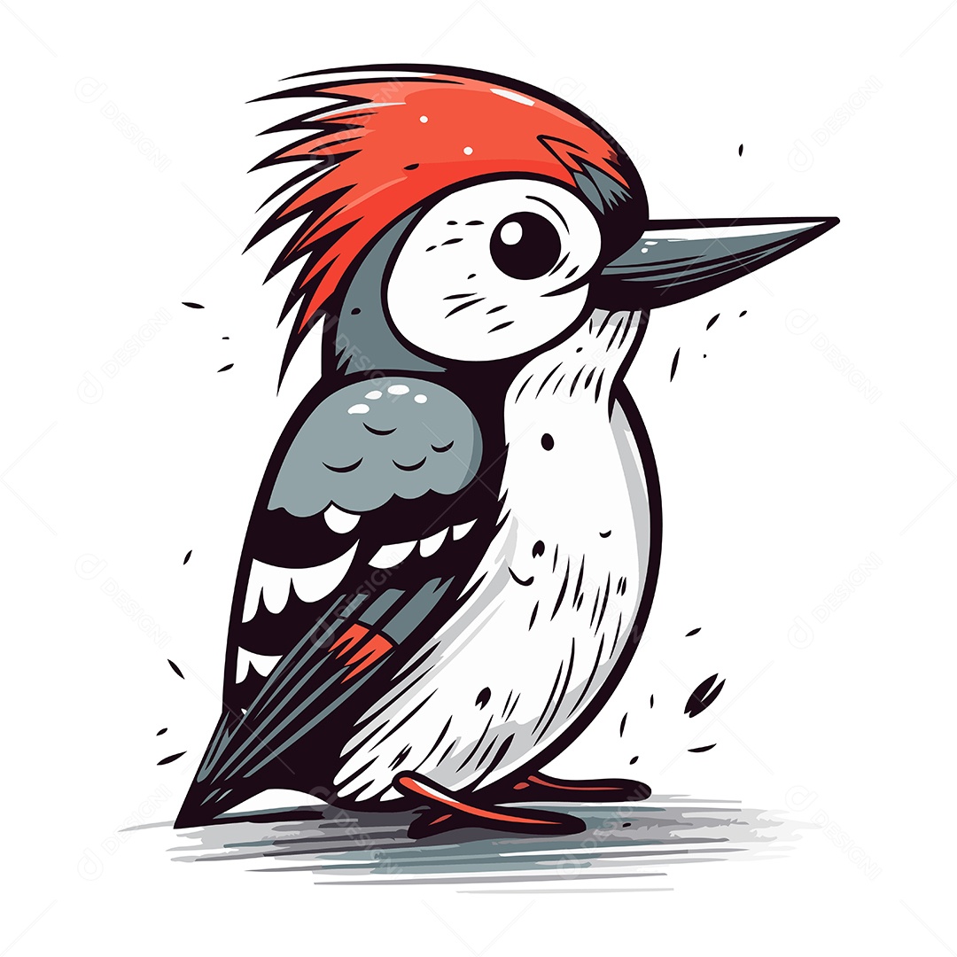 Pica Pau Fofo de Desenho Animado Ilustração Vetor EPS