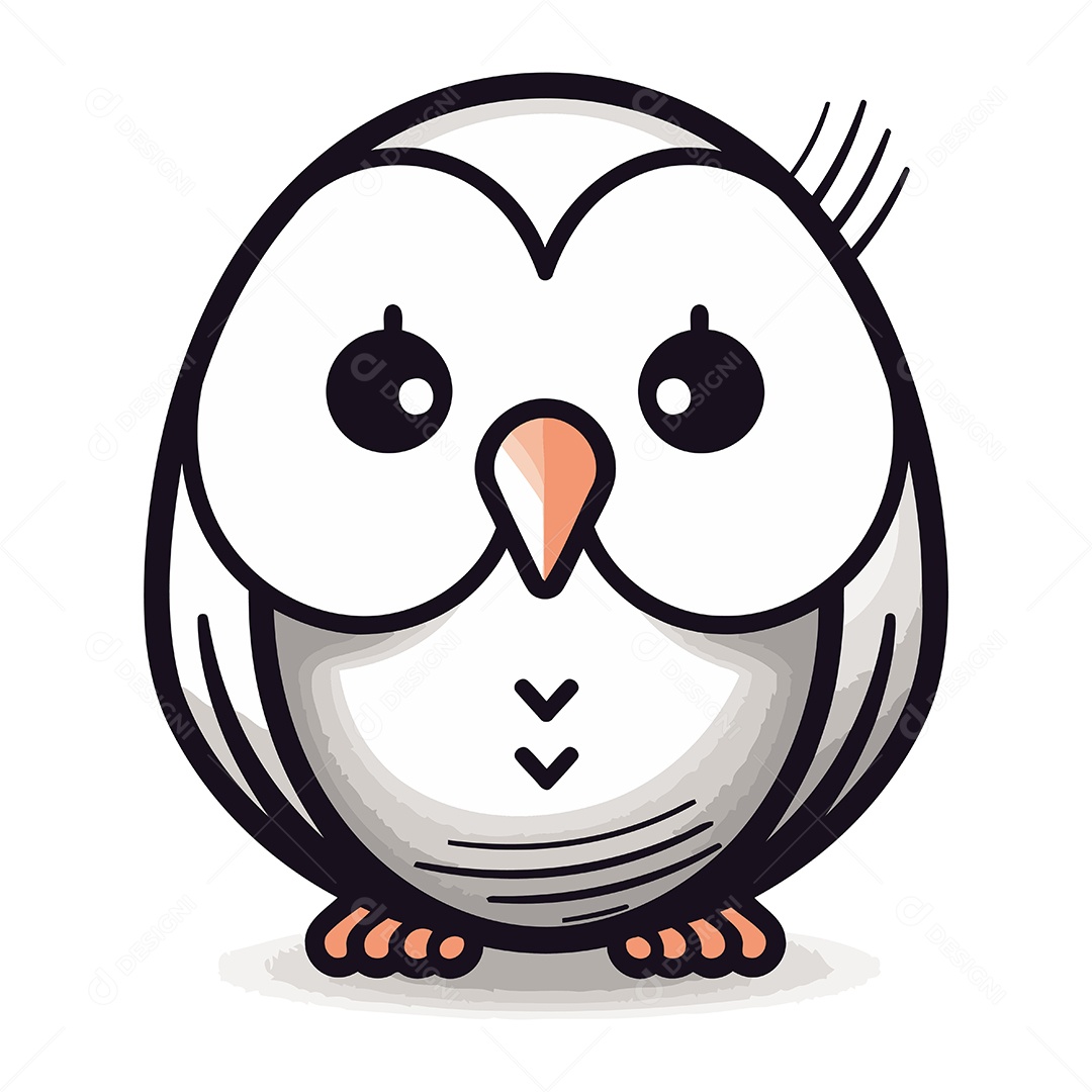 Coruja de Desenho Animado Fofa Ilustração Vetor EPS