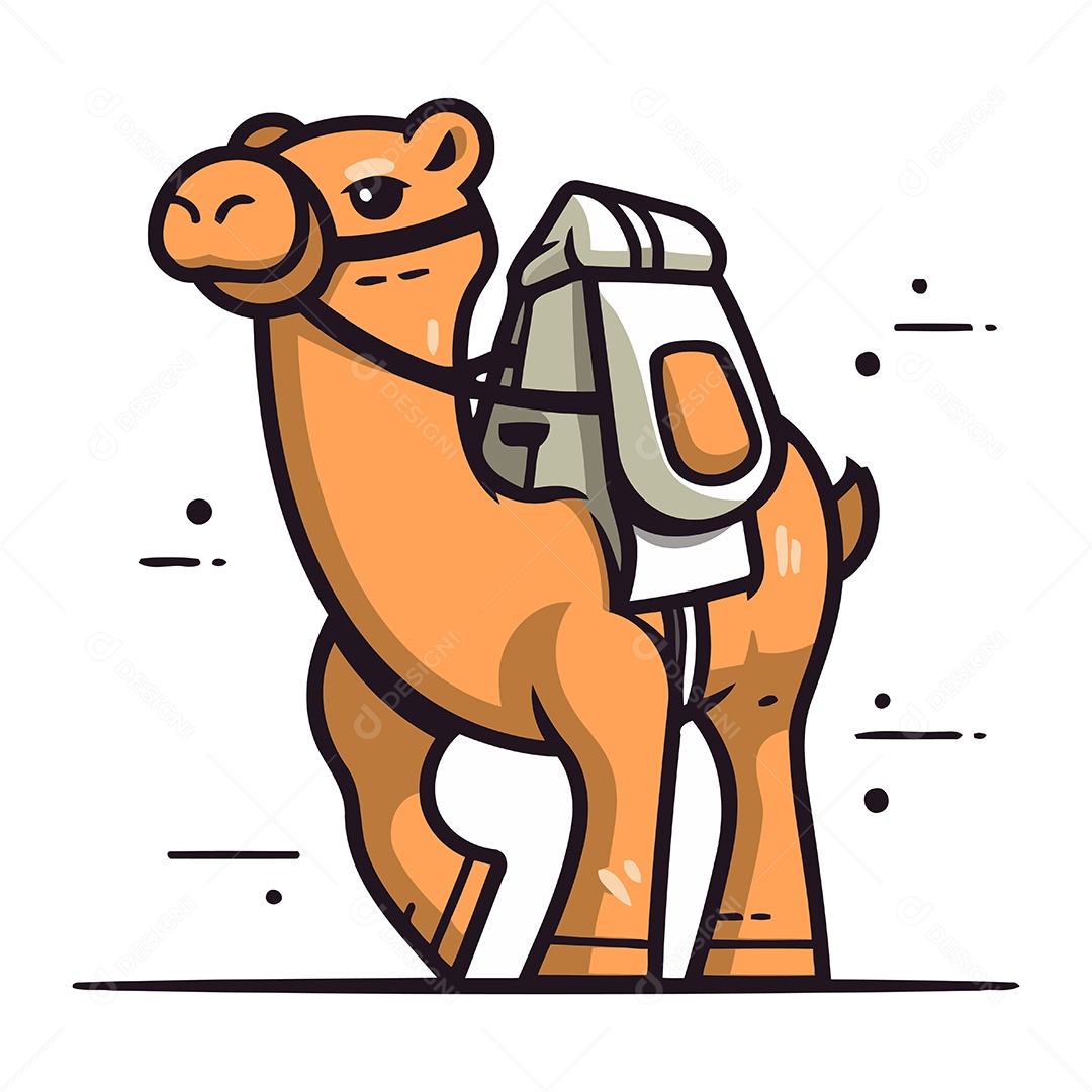 Camelo de Desenho Animado Ilustração Vetor EPS