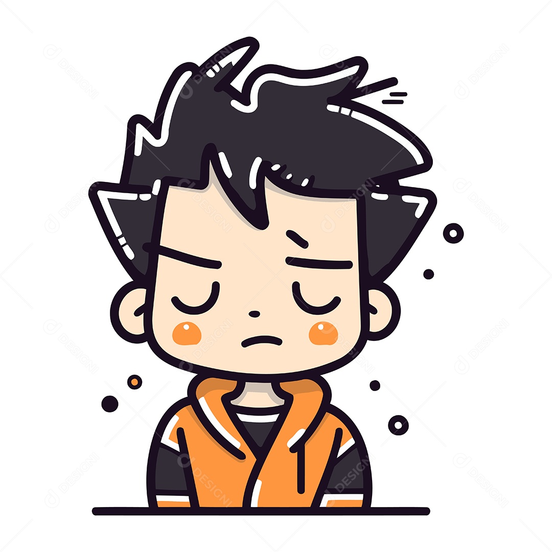 Menino Triste de Desenho Animado Ilustração Vetor EPS